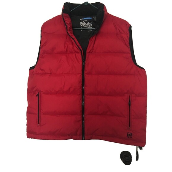 Op Men's Burgundy Athletic Full Zip Puffer Vest Jacket Lined Size XL - Picture 1 of 11